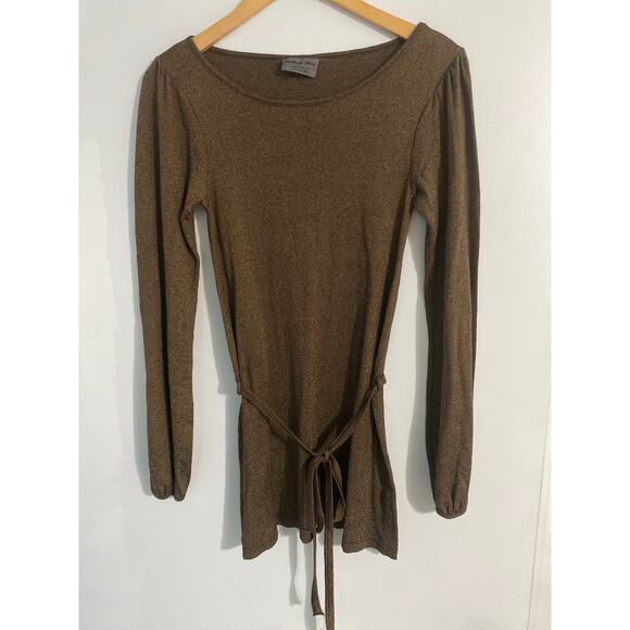 Michael Stars tunic top women one size brown metallic stretch made in USA basic - Picture 1 of 4